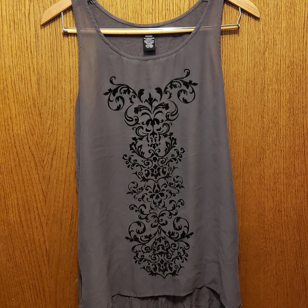 Rue 21 Gray & Black Patterned Tank